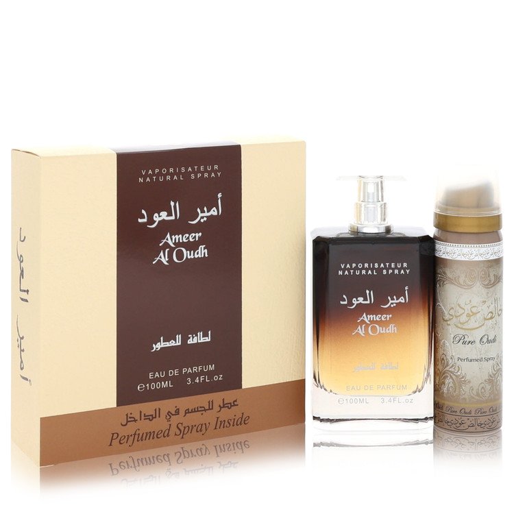Ameer Al Oudh by Lattafa - Gift Set -- 3.4 oz Eau De Parfum Spray + 1.7 oz Perfumed Spray