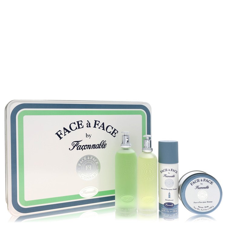 Face A Face by Faconnable - Gift Set -- 5 oz Eau De Toilette Spray + 5 oz Deodorant Spray + 3.3 oz After Shave + 5 oz Soap
