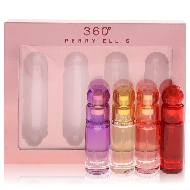 Perry Ellis 360 Purple by Perry Ellis - Gift Set -- .25 oz EDP Spray Perry Ellis 360 Coral +.25 oz EDT Spray Perry Ellis 360 + .25 oz EDP Spray Perry Ellis 360 Purple + .25 oz EDP Perry Ellis 360 Red