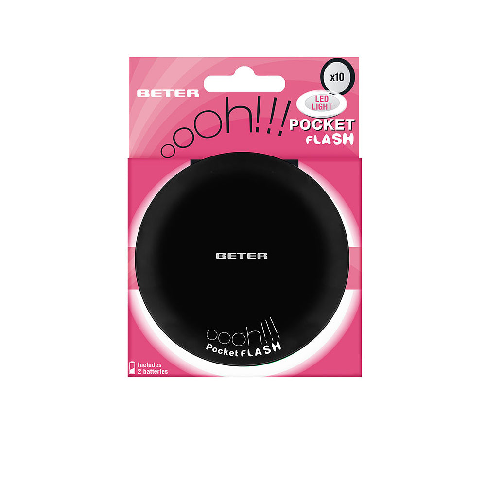 OHH! pocket flash mirror with light and x10 magnification #black 1 unit