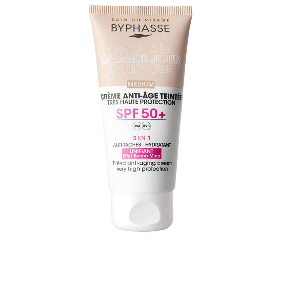 Anti-aging FACIAL CREAM with color SPF50+ #medium