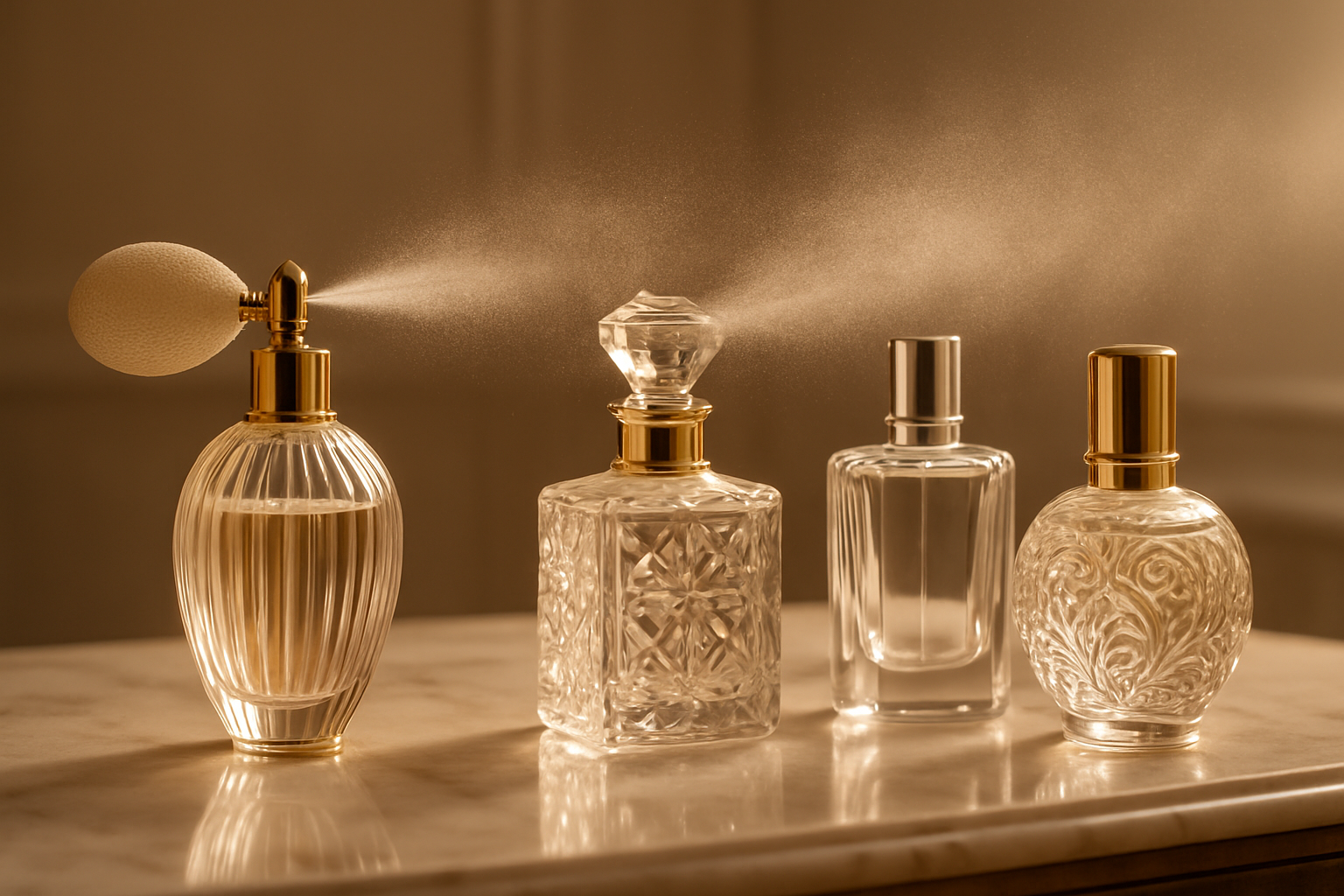 spraying perfumes