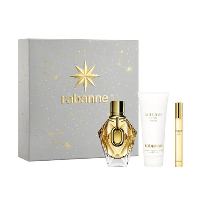Coffret Rabanne Million Gold For Her Eau de Parfum vaporisateur 90 ml, 3 pièces