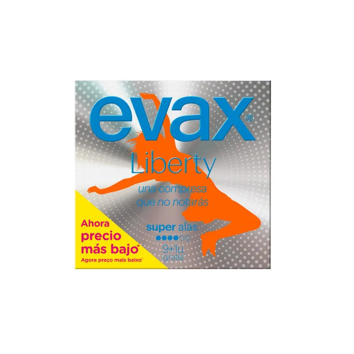 Serviettes hygiéniques Evax Liberty Super avec ailettes 9+1 unités