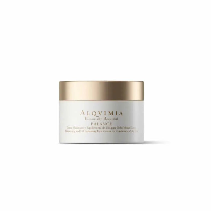 Alqvimia Balance Mattifying Facial Cream 50ml jar with gold lid for combination and oily skin.