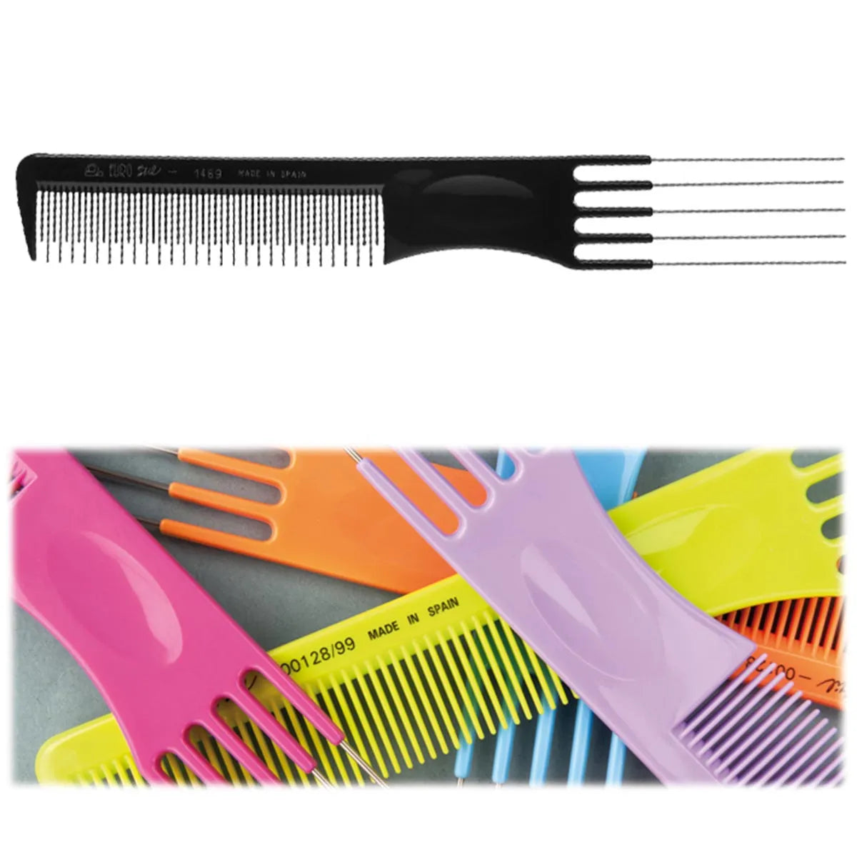 Eurostil Pic à Cheveux en Fer Peigne Volumateur Couleur 19,5cm 1 unité