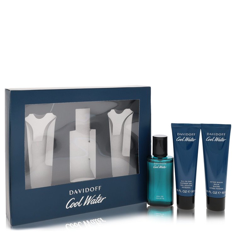 Cool Water by Davidoff - Gift Set -- 1.4 oz Eau De Toilette Spray +1.7 oz After Shave  Balm+ 1.7 oz Shower Gel