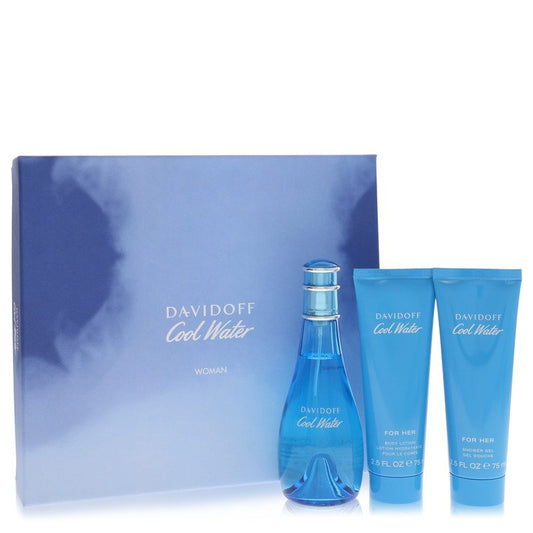 Cool Water von Davidoff – Geschenkset – 100 ml Eau de Toilette Spray + 75 ml Bodylotion + 75 ml Duschgel