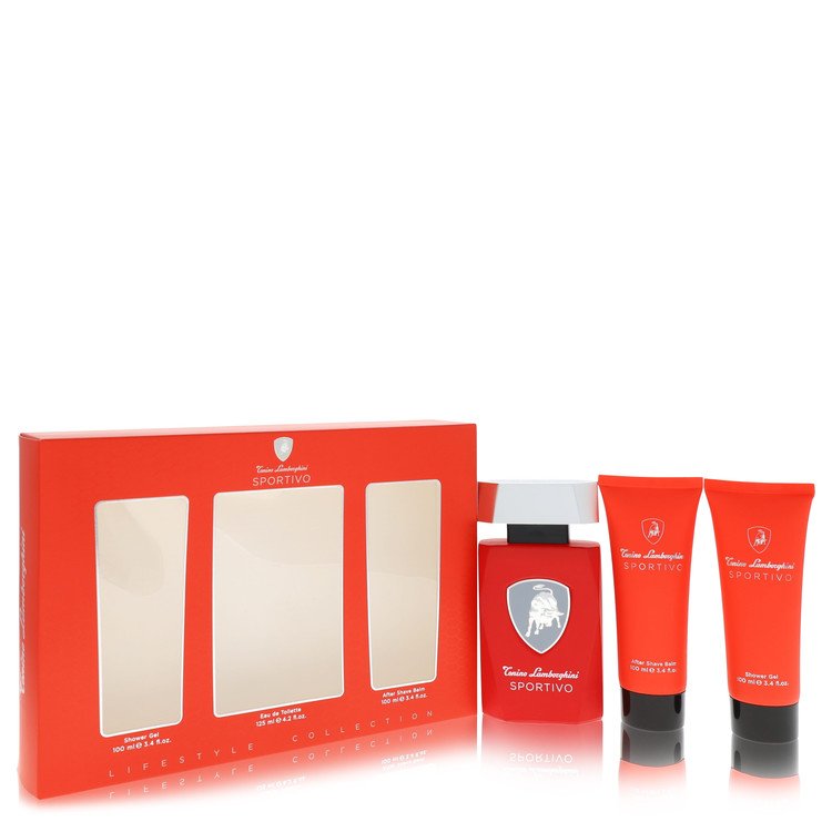 Lamborghini Sportivo by Tonino Lamborghini - Gift Set -- 4.2 oz Eau De Toilette Spray + 3.4 oz Shower Gel + 3.4 oz After Shave Balm