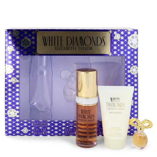 White Diamonds by Elizabeth Taylor - Gift Set -- 1 oz Eau De Toilette Spray + .12 oz Min EDP + 1.7 oz Body Lotion